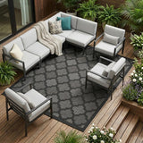 9' X 12' Charcoal And Gray Indoor Outdoor Area Rug