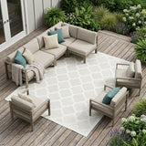 9' X 12' Ivory And White Indoor Outdoor Area Rug
