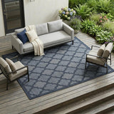 9' X 12' Navy Blue Indoor Outdoor Area Rug