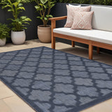 6' X 9' Navy Blue Geometric Flatweave Area Rug