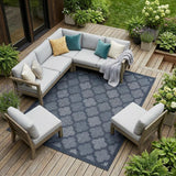 8' X 10' Navy Blue Indoor Outdoor Area Rug