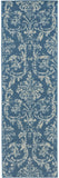 7' Blue Damask Power Loom Runner Rug