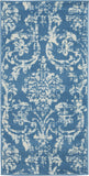 2' X 4' Blue Damask Power Loom Area Rug