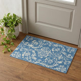 2' X 4' Blue Damask Power Loom Area Rug