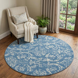 5' Blue Round Damask Power Loom Area Rug
