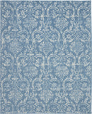 8' X 10' Blue Damask Power Loom Area Rug