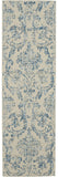 7' Cream Damask Power Loom Runner Rug