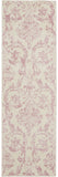 7' Cream Damask Power Loom Runner Rug