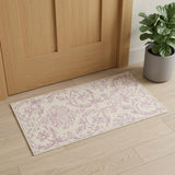 2' X 4' Ivory And Pink Damask Area Rug