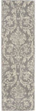 7' Gray Damask Power Loom Runner Rug