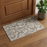 2' X 4' Gray Damask Power Loom Area Rug