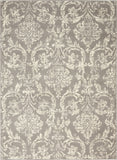 5' X 7' Gray Damask Power Loom Non Skid Area Rug