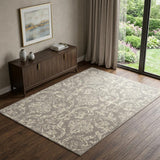 4' X 6' Gray Damask Power Loom Area Rug