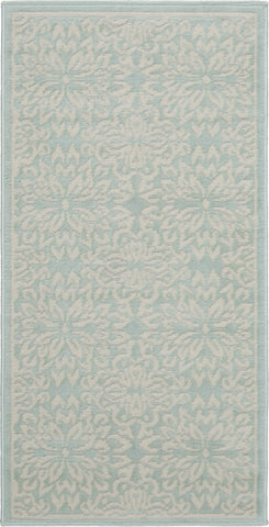 2' X 4' Aqua Floral Power Loom Area Rug