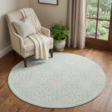 5' Aqua Round Floral Power Loom Area Rug