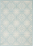 5' X 7' Blue and Ivory Floral Medallion Power Loom Area Rug