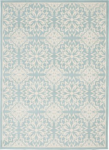 5' X 7' Blue and Ivory Floral Medallion Power Loom Area Rug