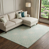 8' X 10' Aqua Floral Power Loom Area Rug