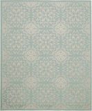 8' X 10' Aqua Floral Power Loom Area Rug