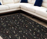 8' X 10' Black and Ivory Floral Power Loom Non Skid Area Rug