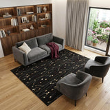 8' X 10' Black and Ivory Floral Power Loom Non Skid Area Rug