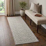 7' Gray Floral Power Loom Runner Rug