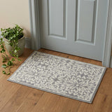 2' X 4' Gray Floral Power Loom Area Rug