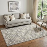 5' X 7' Gray Floral Power Loom Area Rug