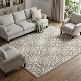 6' X 9' Gray Floral Power Loom Area Rug