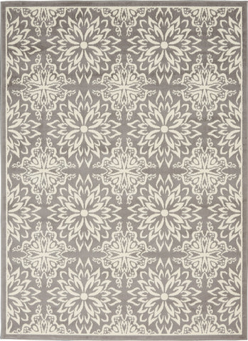 4' X 6' Gray Floral Power Loom Non Skid Area Rug