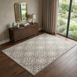 4' X 6' Gray Floral Power Loom Non Skid Area Rug