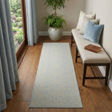7' Light Blue Floral Power Loom Runner Rug
