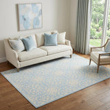 5' X 7' Light Blue Floral Power Loom Area Rug