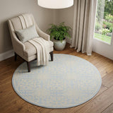5' Light Blue Round Floral Power Loom Area Rug