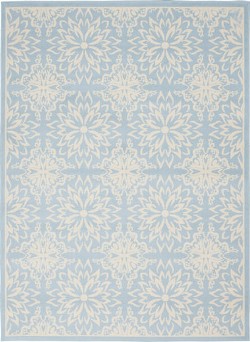 6' X 9' Light Blue Floral Power Loom Area Rug