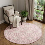 5' Pink Round Floral Power Loom Area Rug
