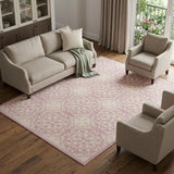 8' X 10' Pink Floral Power Loom Area Rug