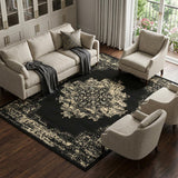 6' X 9' Cream Damask Power Loom Area Rug