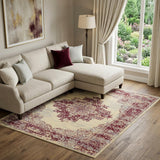 8' X 10' Cream Damask Power Loom Area Rug
