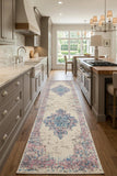 8' Pink Damask Power Loom Runner Rug