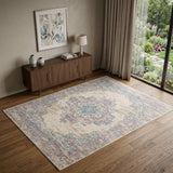 4' X 6' Pink Damask Power Loom Area Rug