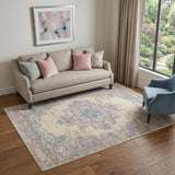 5' X 7' Pink Damask Power Loom Area Rug