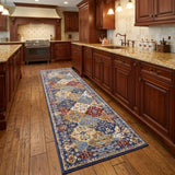 8' Red Damask Power Loom Runner Rug