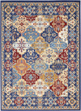 4' X 6' Blue Floral Power Loom Non Skid Area Rug