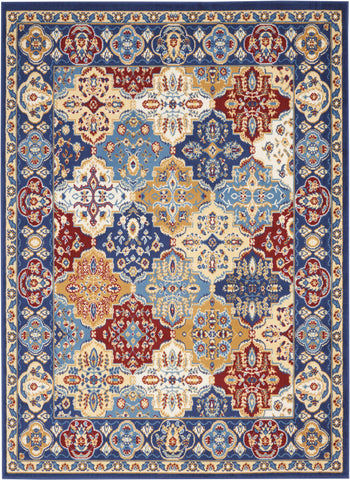 4' X 6' Blue Floral Power Loom Non Skid Area Rug