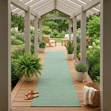 10' Blue and Green Power Loom Indoor Outdoor Runner Rug