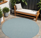 8' Aqua Round Power Loom Area Rug