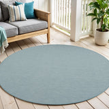 6' Aqua Round Power Loom Area Rug