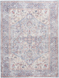8' X 10' Blue Floral Power Loom Distressed Area Rug