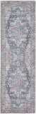 8' Blue Floral Power Loom Distressed Washable Runner Rug